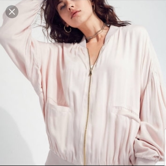 Silence + Noise Blush Satin Bomber Jacket - Picture 3 of 3